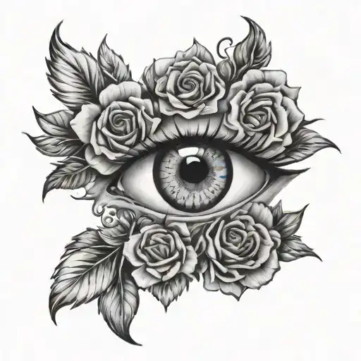 Eye Clock Flowers Intertwined