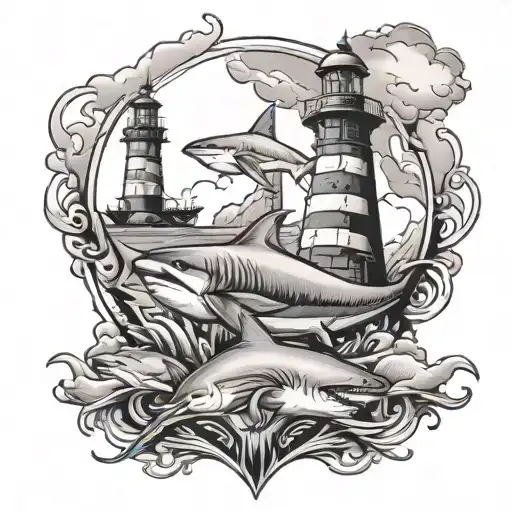 Sharks Lighthouse Surrounded