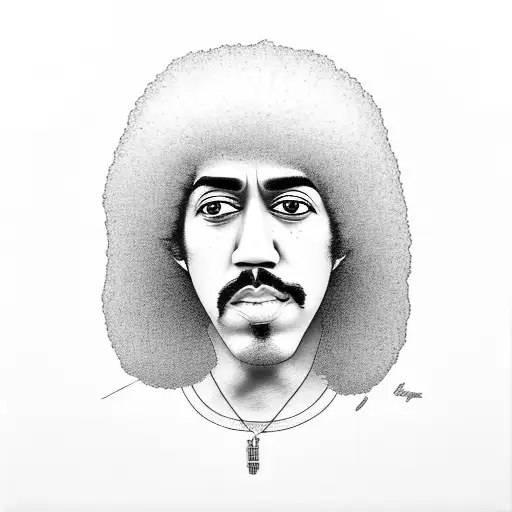 Create A Minimalist Portrait Of Phil Lynott With His Signature Afro Hairstyle