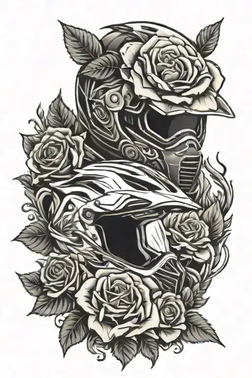 Dirtbike Helmet And Rose