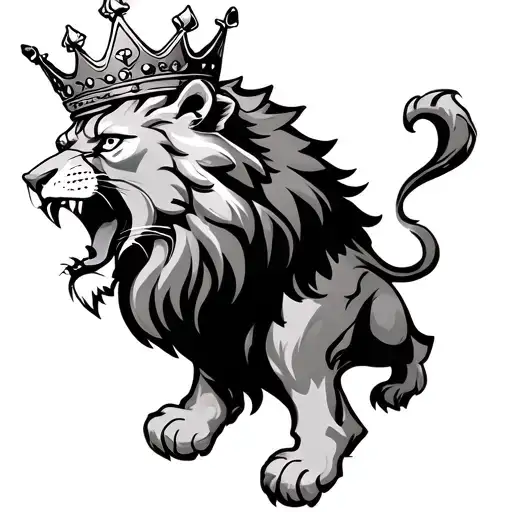 Roaring Lion Wearing A Crown