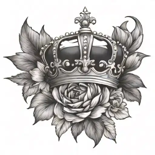 Crown Surrounded By Bold Flowers