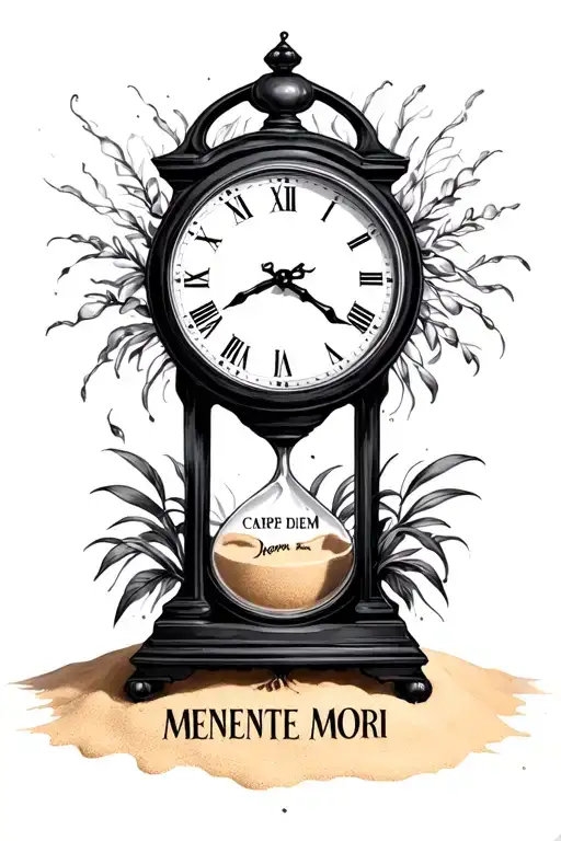 Carpe Diem - Memente Mori Is Written On A Sand Clock