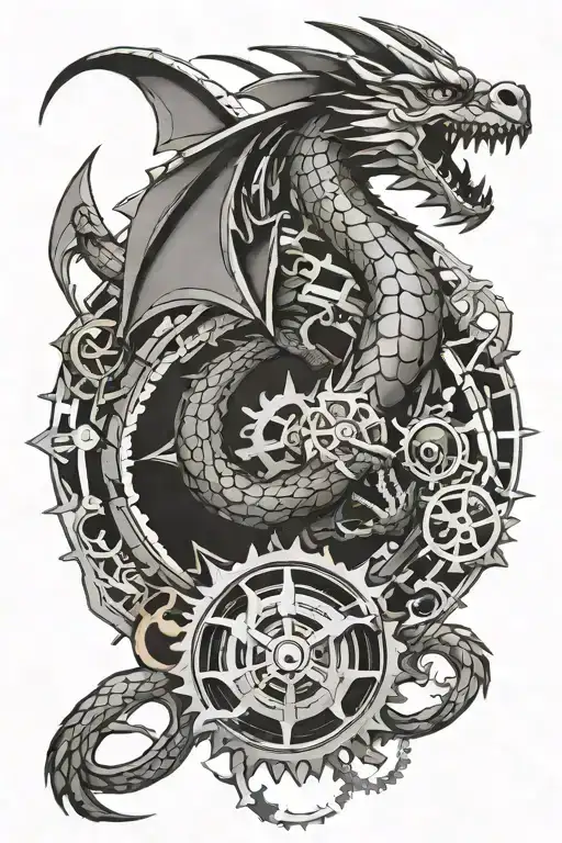 Geometric Dragon With Gear