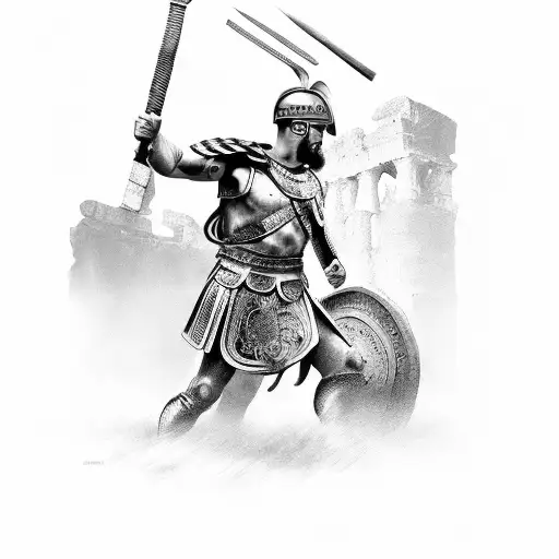 Roman Gladiator With Colloseum