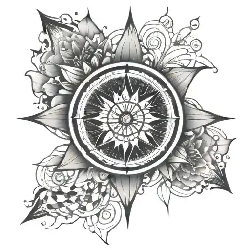 Abstract Compass Lotus Flower Surrounded