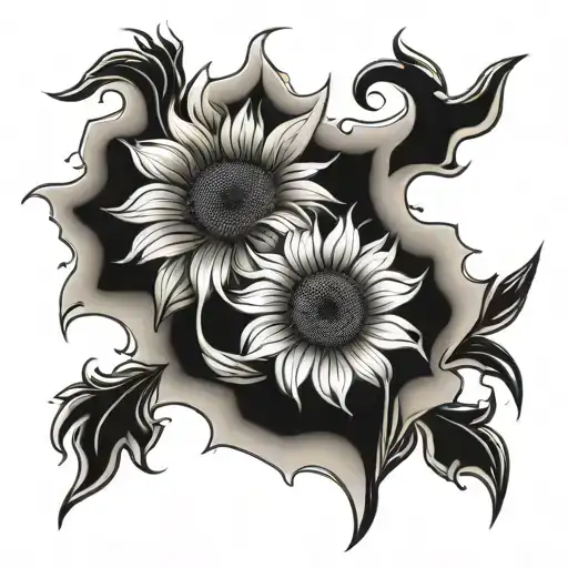 Sunflower And Flames