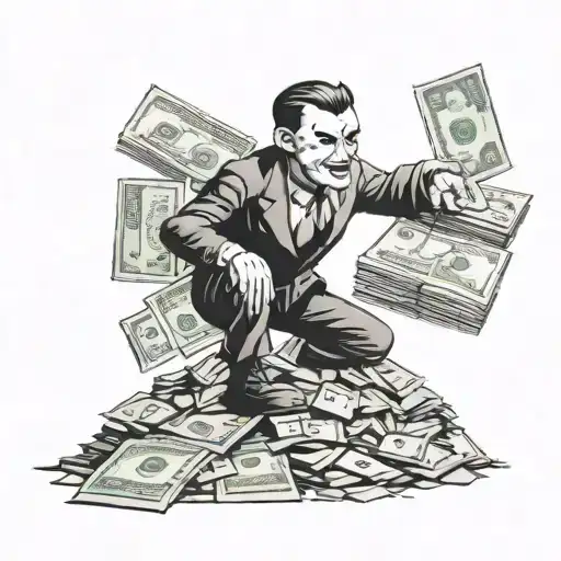 An Eerie Action Figure Standing On A Pile Of Money With The Number 316 Carved Into The Ground