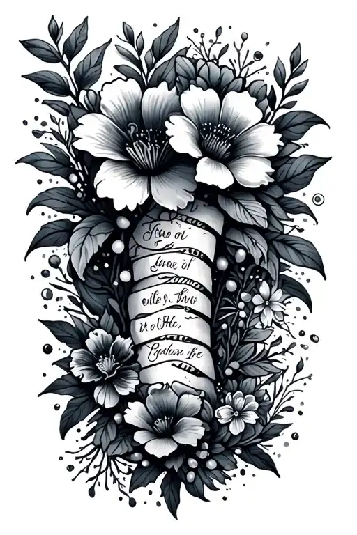 Small Tattoo With A Quote With Flowers And Sea Life