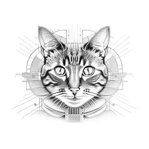 A Detailed Electronic Circuit Design With A Cat Silhouette Incorporated