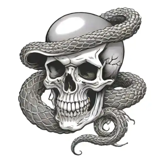 Skull With A Snake