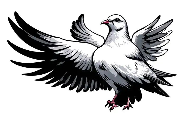 Simple Stylized Dove With Wings Spread No Colours