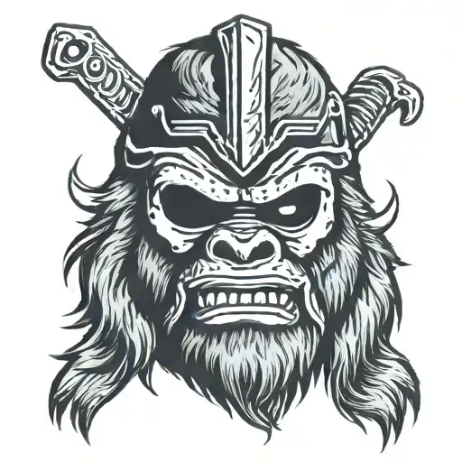 Bigfoot Head Wearing A Jason Hockey Mask