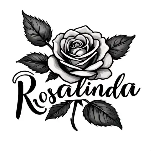 Rosalinda Name In Cursive With A Rose At The End