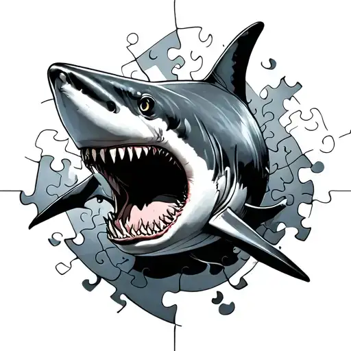 Shark Breaking From Puzzle Pieces