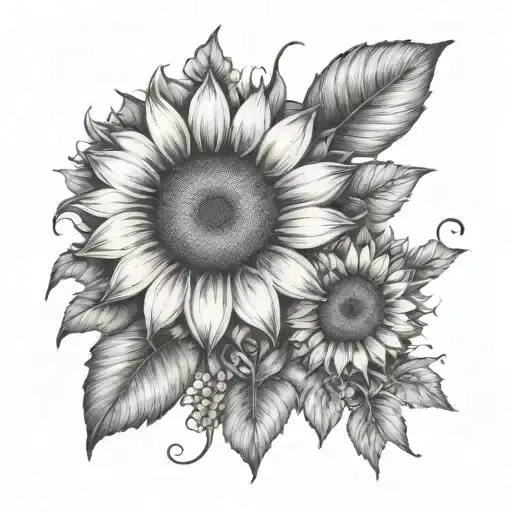 Big And Little Sunflowers With Kids Names And Hearts