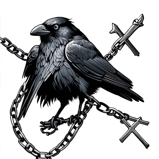 Crow With Crosses And Chains