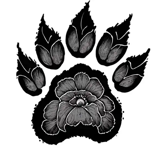 Flowers With Dog Paw Print