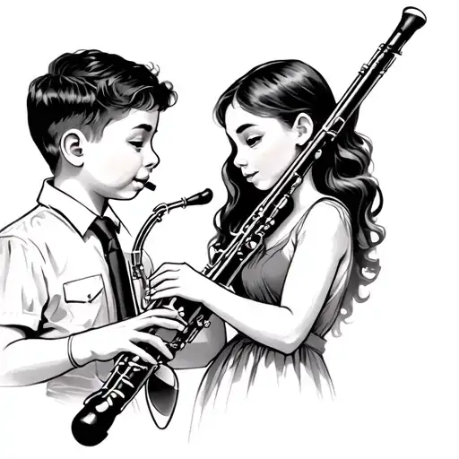 Brother And Sister Playing Clarinet
