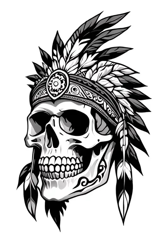 Tribal Patterns Native American Skull