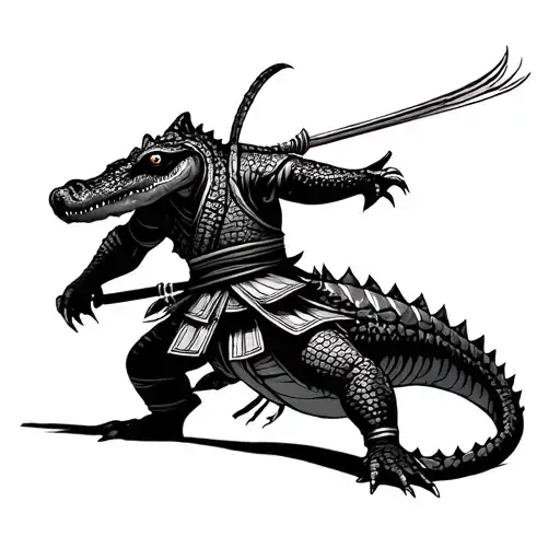 Samurai Fighting Alligator