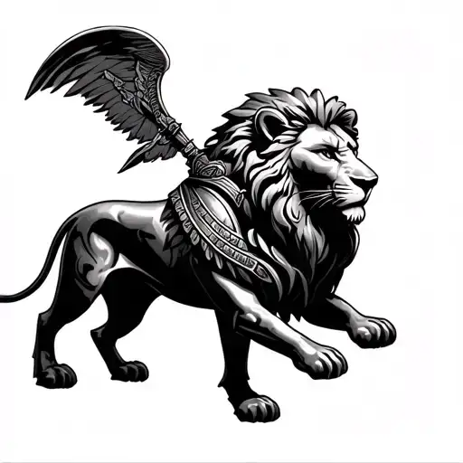 Lion And Roman Warrior