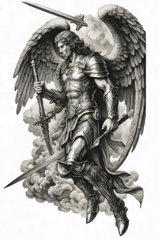 Archangel Michael Holding A Sword In Heaven
