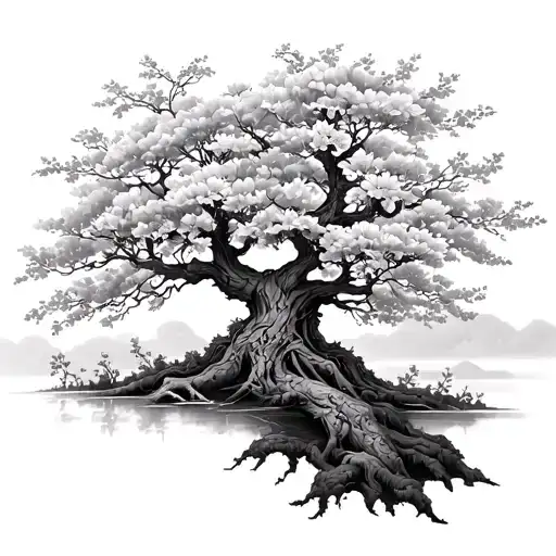 Ygdrasil And Cherry Blossom Tree