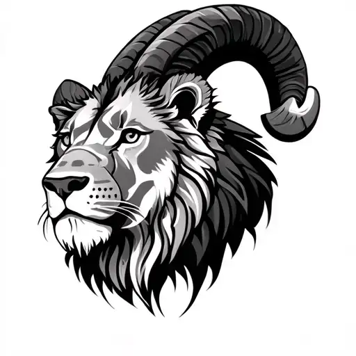 Half Ram Half Lion Face