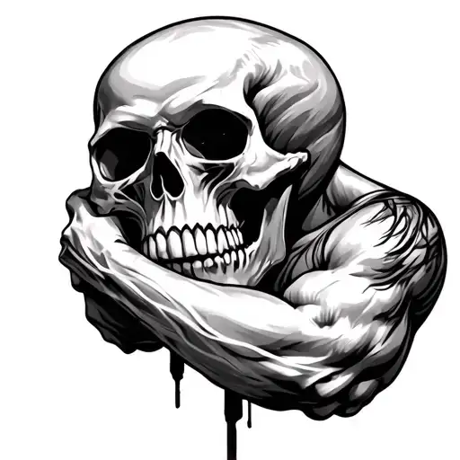 Skull Wrapped Around Bicep And Tricep