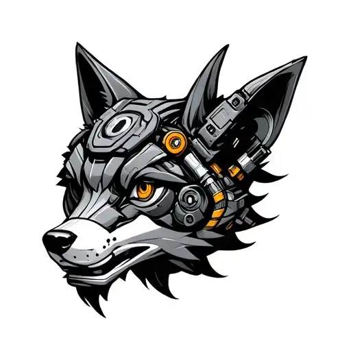 Mechanical Fox Head Made Of Battery Parts