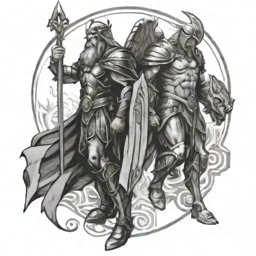 Archangel Warrior And Norse God Odin