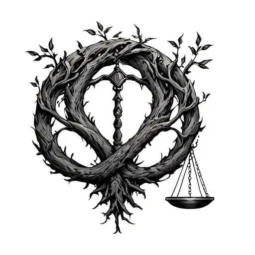 Nature Tree Scales Of Justice Intertwined