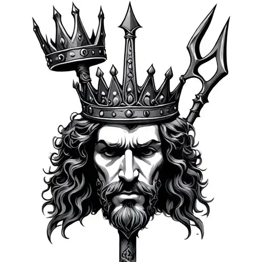 Emperor Crown With Trident In Its Background