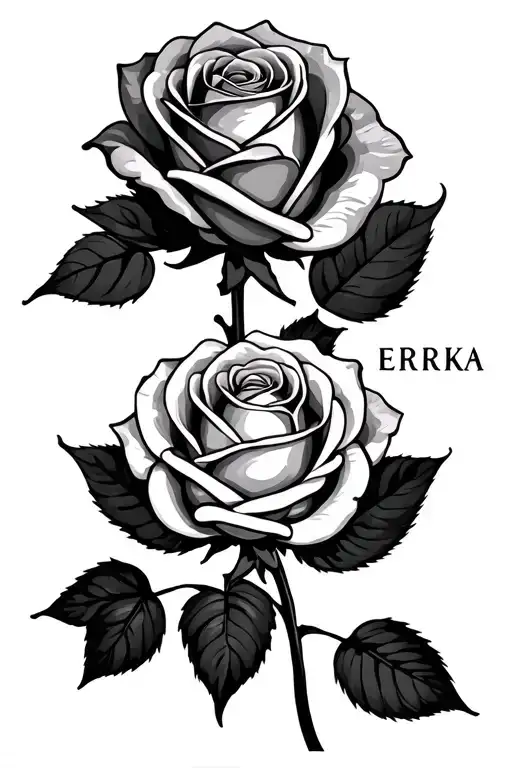 Fineline Rose With Name Erika