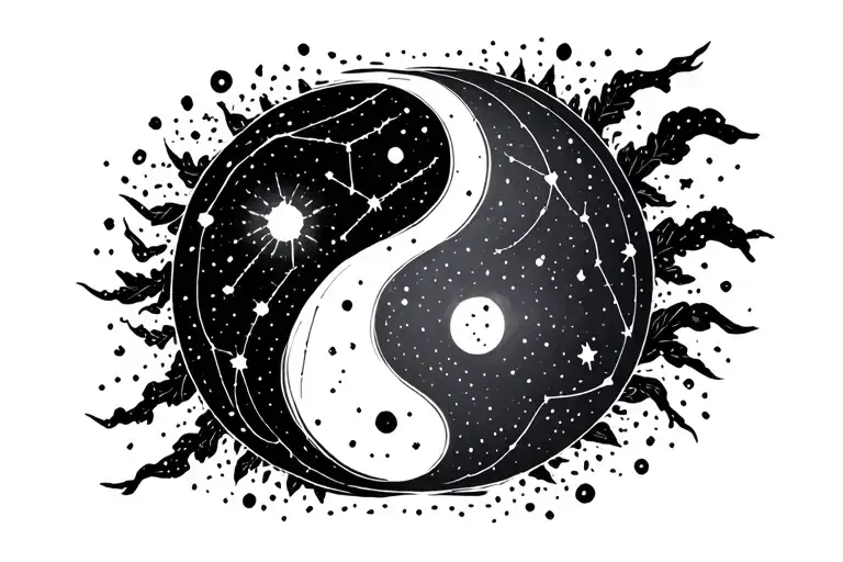 Yin Yang Made Out Of Cancer And Sagittarius Constellations