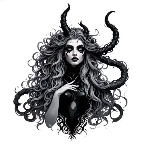 Melificent Full Body Hair Down With Repunzels Tower And Medusa