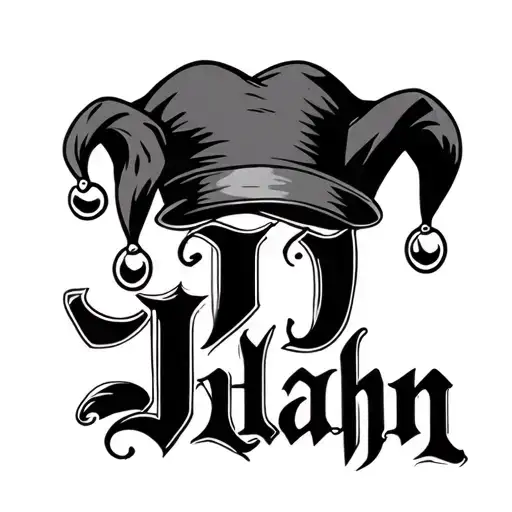 I Want Jalahn In Cursive Print With A Jester Hat On The Letter J At The Beginning Of The Word