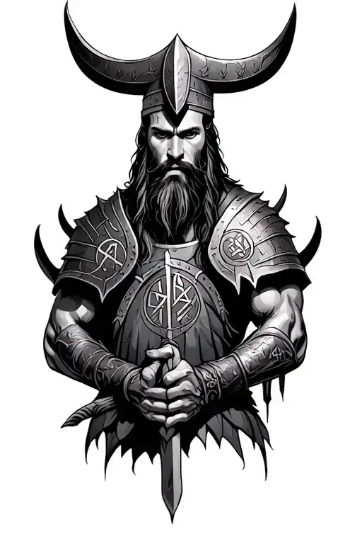 Viking Warrior With Runes