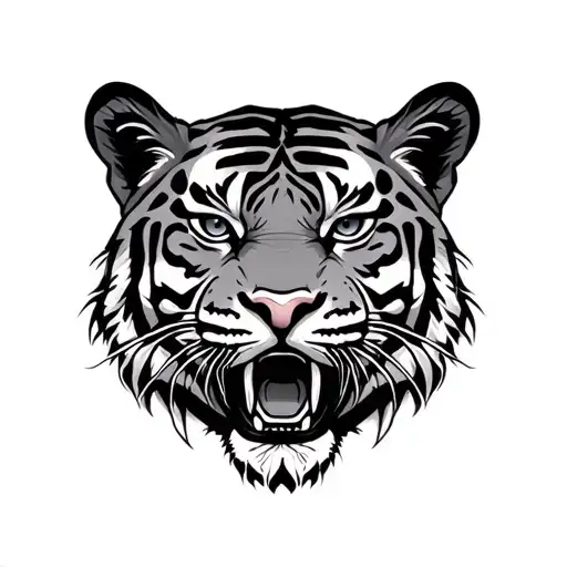 Tiger Head With Eye Above It All