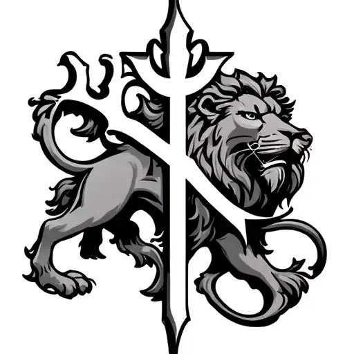 Kvak Word With Cross And Lion