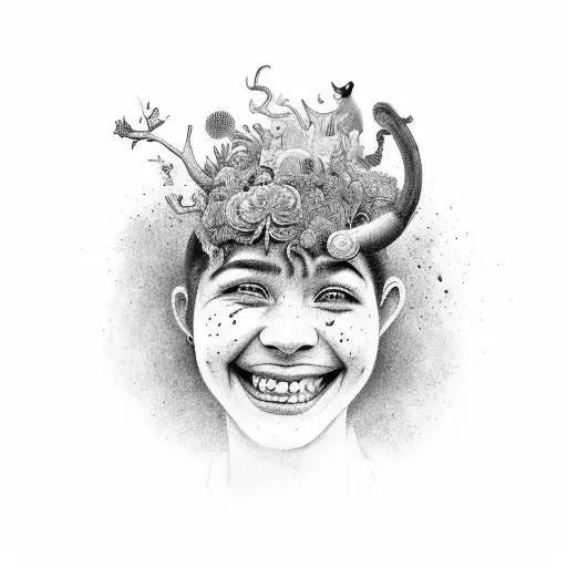 A Joyful Person Surrounded By A Chaotic And Colorful Nature Scene