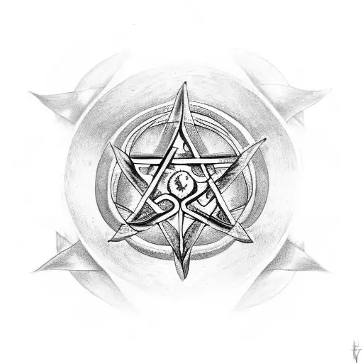 A Tree Of Life Inside A Pentacle With Angel Wings