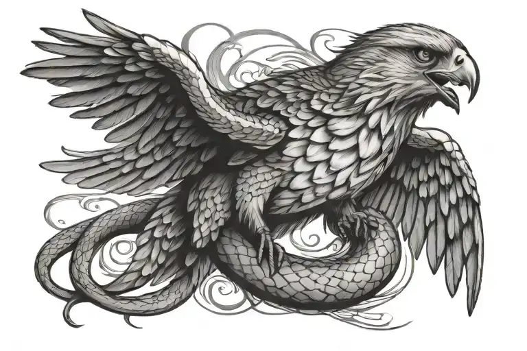 Hawk Swooping Up Snake