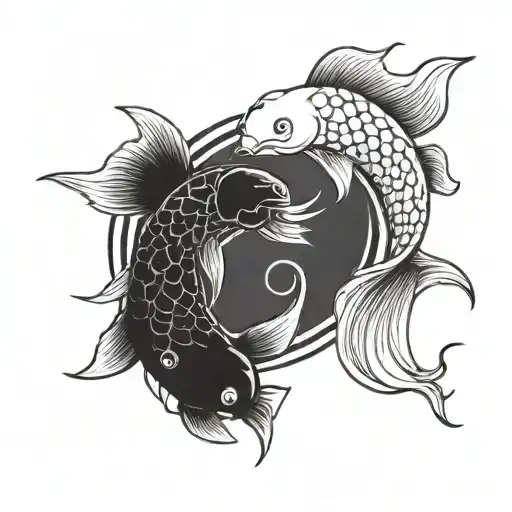 Two Koi Fish Ying And Yang Symbol