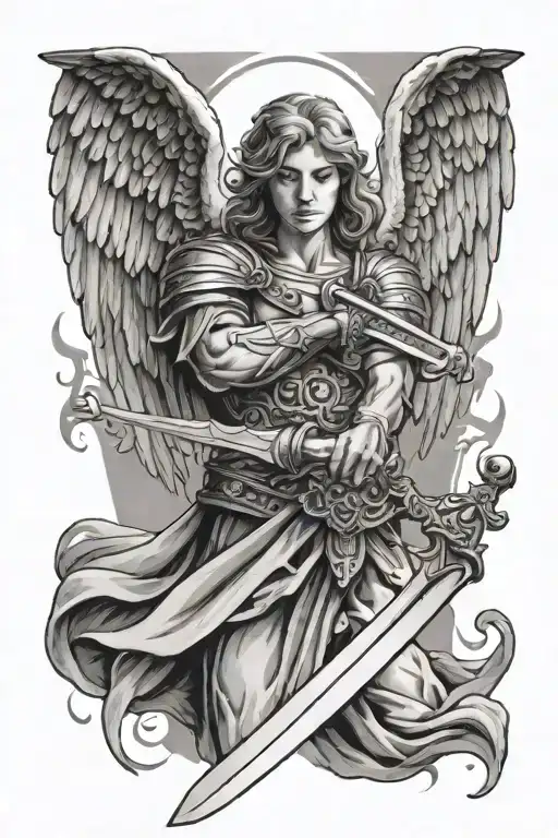 Angel Holding A Sword With Both Hands