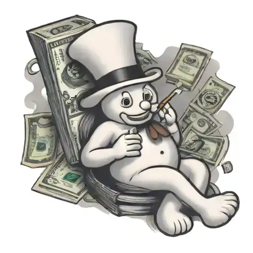 Pillsbury Doughboy Smoking A Cigar And Holding Money
