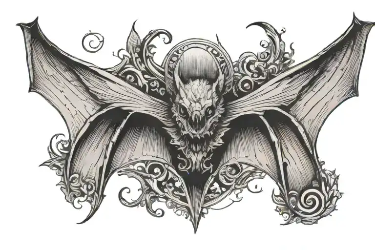 A Bat With Opened Wings Upside Down