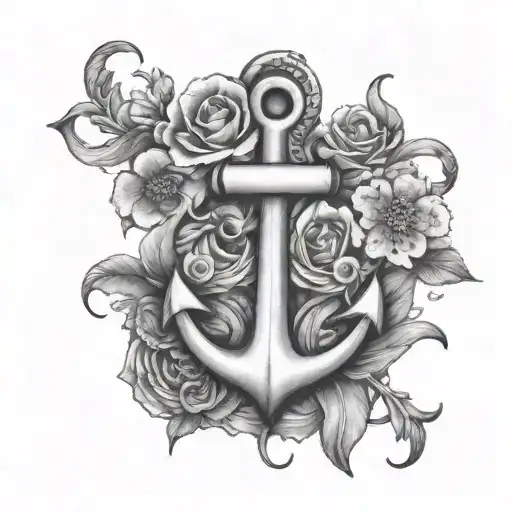 Anchor And Flowers Growing On The Anchor Intertwined Make The Flowers Grow Up The Anchor