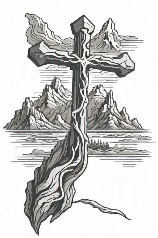 Cross On Mountain Peak